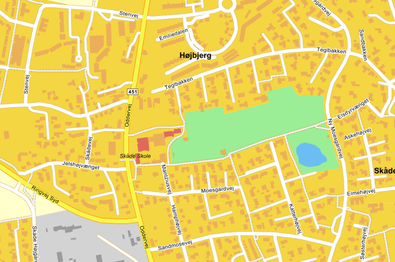 Udklip af kort over Skåde Skole